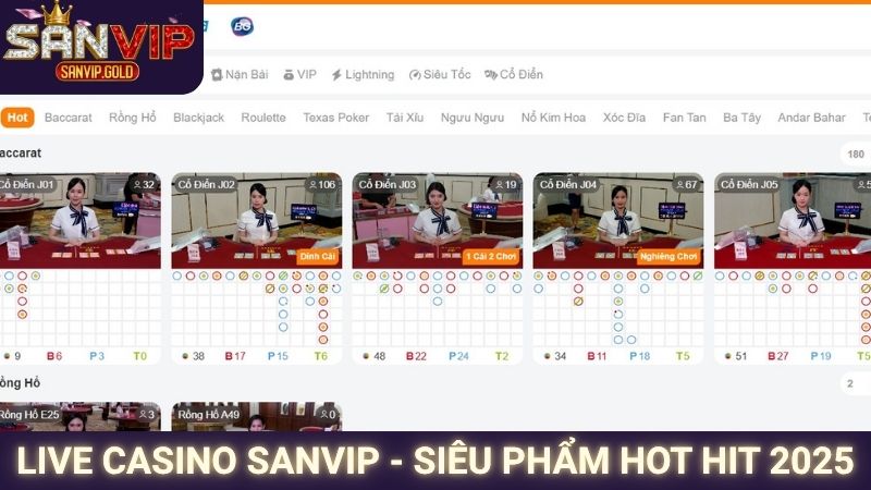 Live Casino SANVIP - Sòng Bạc Sống Động, Thắng Lớn Mỗi Ngày 1 Live casino SANVIP - Siêu phẩm hot hit 2025