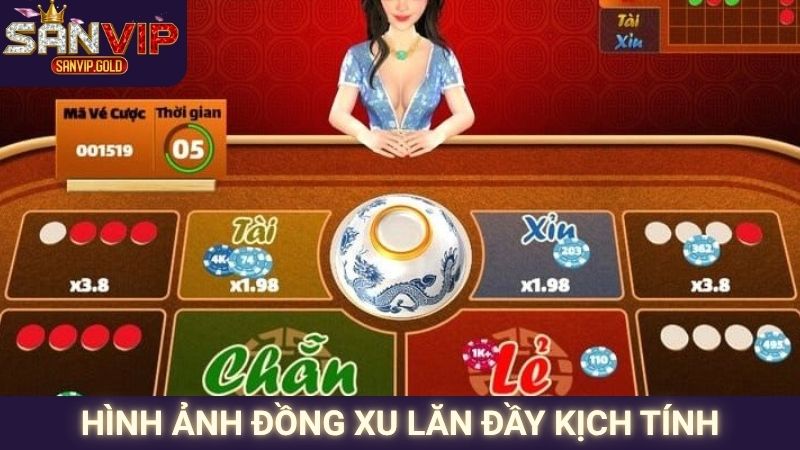 Cách Chơi Xóc Đĩa Tại Sanvip Cho Người Mới Bắt Đầu 2 Hình ảnh đồng xu lăn đầy kịch tính